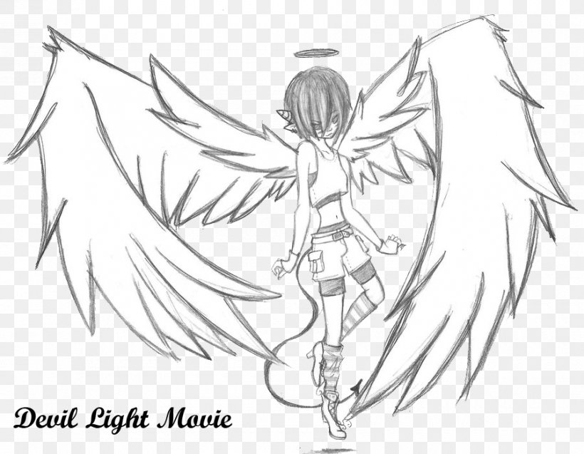 Lucifer Michael Devil Drawing Angel, PNG, 900x700px, Watercolor, Cartoon, Flower, Frame, Heart Download Free