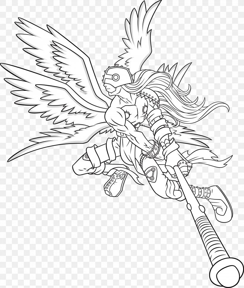 Angemon Line Art Raster Graphics Digimon, PNG, 3795x4483px, Angemon, Art Museum, Artwork, Black And White, Character Download Free