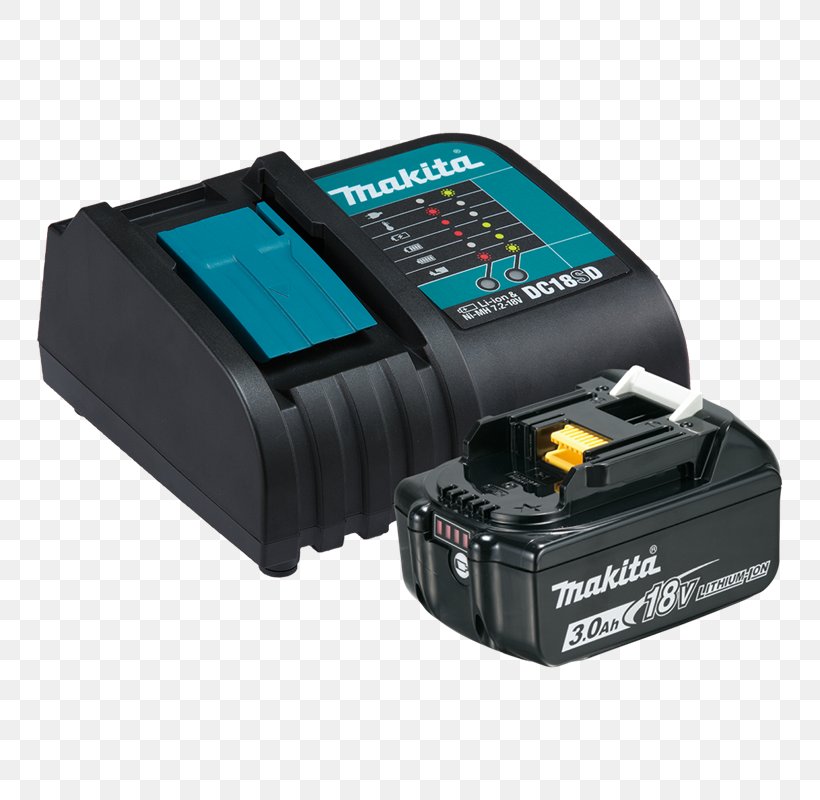 Battery Charger Makita Lithium-ion Battery Power Tool, PNG, 800x800px, Battery Charger, Ac Adapter, Augers, Computer Component, Cordless Download Free