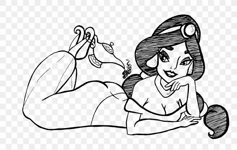 Princess Jasmine Drawing Line Art Cartoon Ariel, PNG, 2904x1848px, Watercolor, Cartoon, Flower, Frame, Heart Download Free