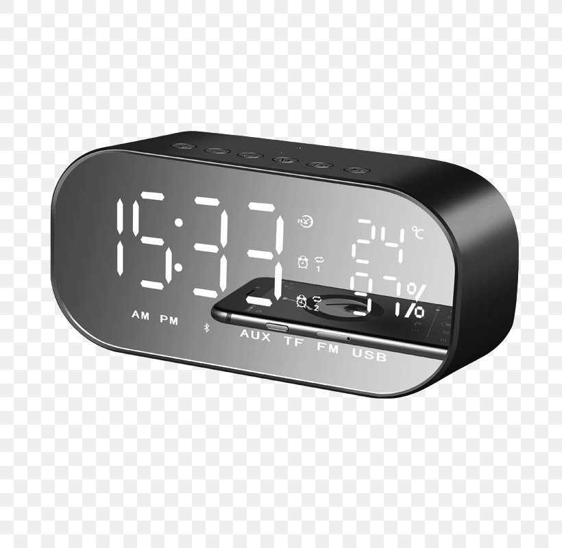 Wireless Speaker Radio Clock Electronics, PNG, 800x800px, Wireless Speaker, Alarm Clock, Alarm Clocks, Bluetooth, Clock Download Free