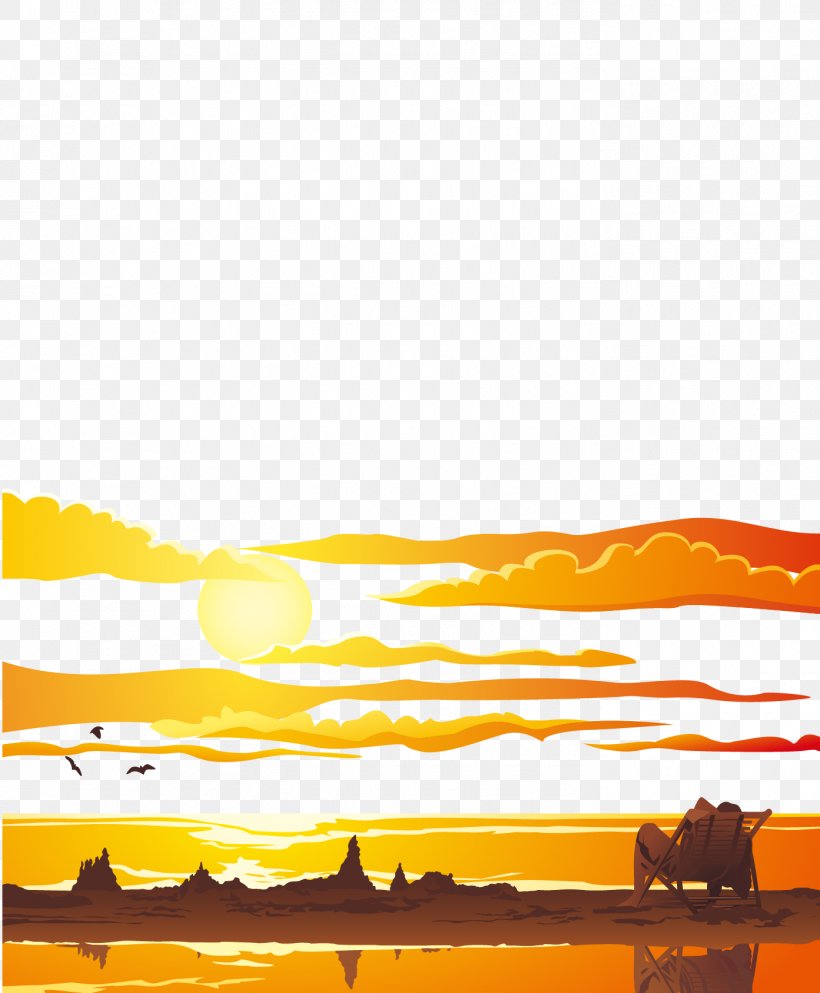 Sunrise Euclidean Vector Sunset, PNG, 1393x1687px, Sunrise, Material, Orange, Rectangle, Sea Download Free
