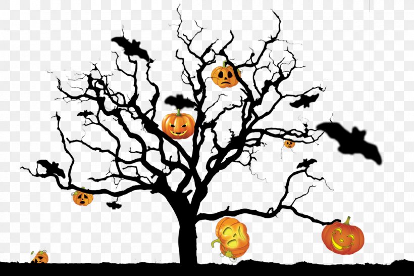 Halloween Pumpkin Ghost Tree, PNG, 1200x800px, Halloween, Area, Art, Artwork, Bird Download Free