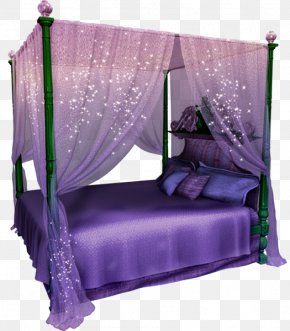 Purple Queen - Canopy Bed Bedroom Purple Furniture PNG