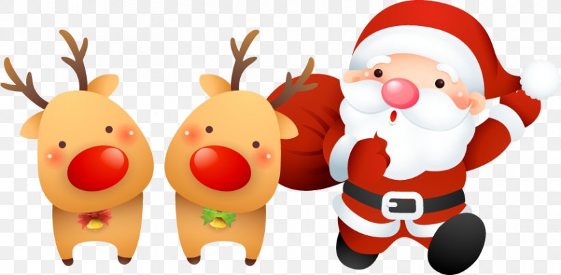 Santa Claus Christmas Vecteur, PNG, 860x422px, Santa Claus, Christmas, Christmas Decoration, Christmas Ornament, Deer Download Free