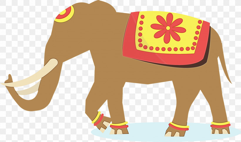 Indian Elephant, PNG, 3000x1781px, Watercolor, African Elephants, Elephant, Indian Elephant, Paint Download Free