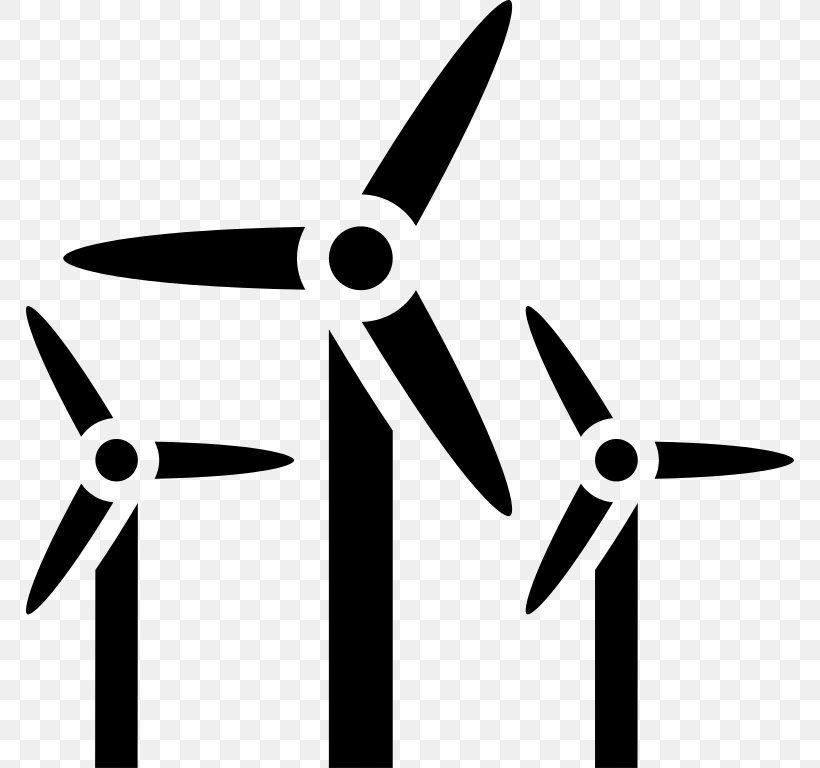 Wind Farm Wind Turbine Wind Power Clip Art, PNG, 768x768px, Wind Farm, Artwork, Black And White, Energy, Mill Download Free
