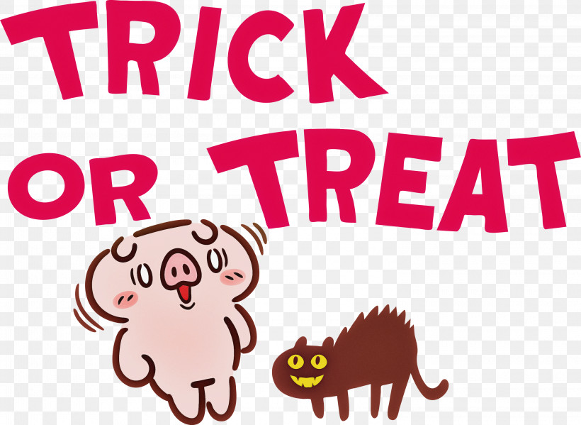 TRICK OR TREAT Halloween, PNG, 3000x2192px, Trick Or Treat, Behavior, Cartoon, Catlike, Halloween Download Free