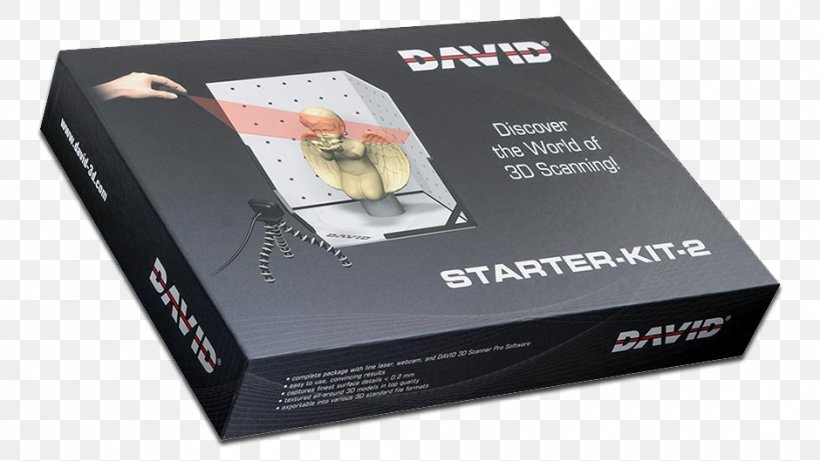 3D Scanner David LASERSCANNER 3D Scanning Starter Kit With DAVID3 Pro Software, PNG, 940x529px, 3d Computer Graphics, 3d Printing, 3d Scanner, Box, Computer Numerical Control Download Free