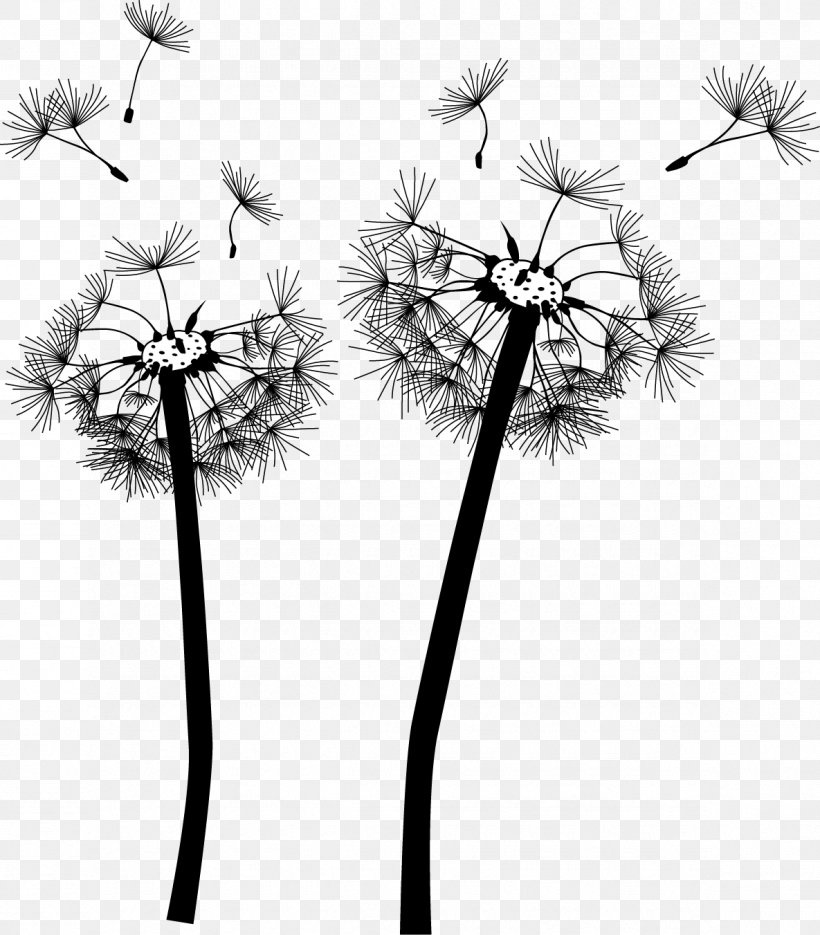 Dandelion Wall Decal Mural, PNG, 1185x1352px, Dandelion, Black And White, Branch, Flora, Flower Download Free