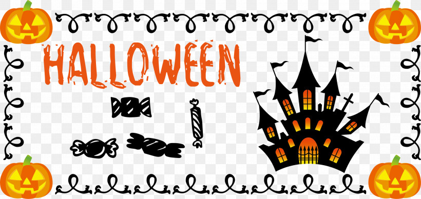 Happy Halloween Halloween, PNG, 3000x1422px, Happy Halloween, Cartoon, Flower, Halloween, Meter Download Free