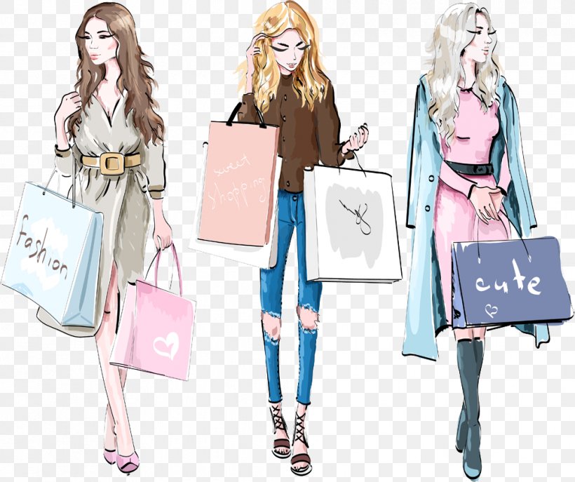 Fashion Drawing Shopping, PNG, 1009x846px, Watercolor, Cartoon, Flower, Frame, Heart Download Free