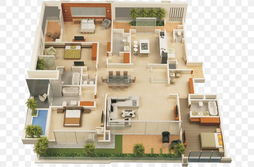 3D Floor Plan House Plan Interior Design Services, PNG, 684x539px, 3d Floor Plan, Apartment, Architecture, Bedroom, Elevation Download Free