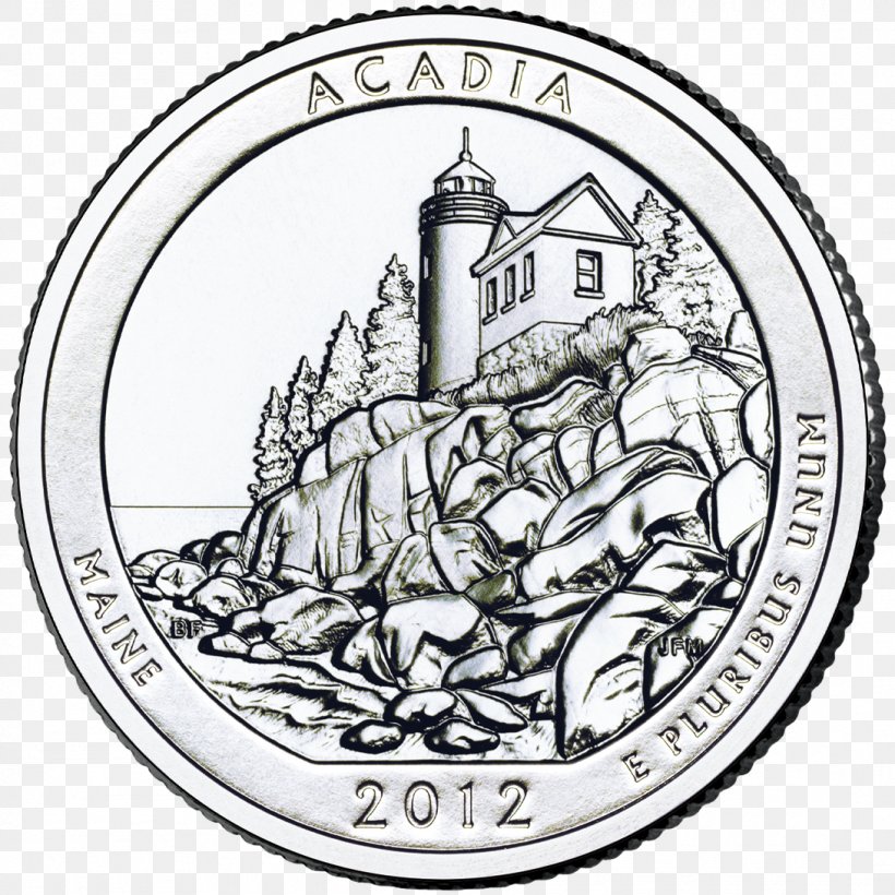 Acadia National Park Philadelphia Mint Quarter United States Mint, PNG, 1090x1090px, Acadia National Park, Acadia, Art, Black And White, Coin Download Free