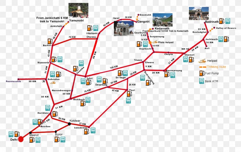 Dehradun Road Map Char Dham, PNG, 1143x722px, Dehradun, Area, Char Dham ...