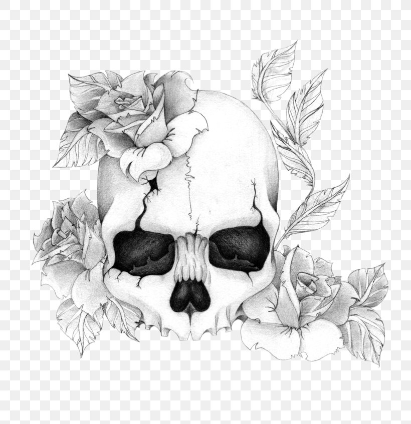Human Skull Symbolism Rose Drawing Tattoo, PNG, 800x847px, Human Skull ...