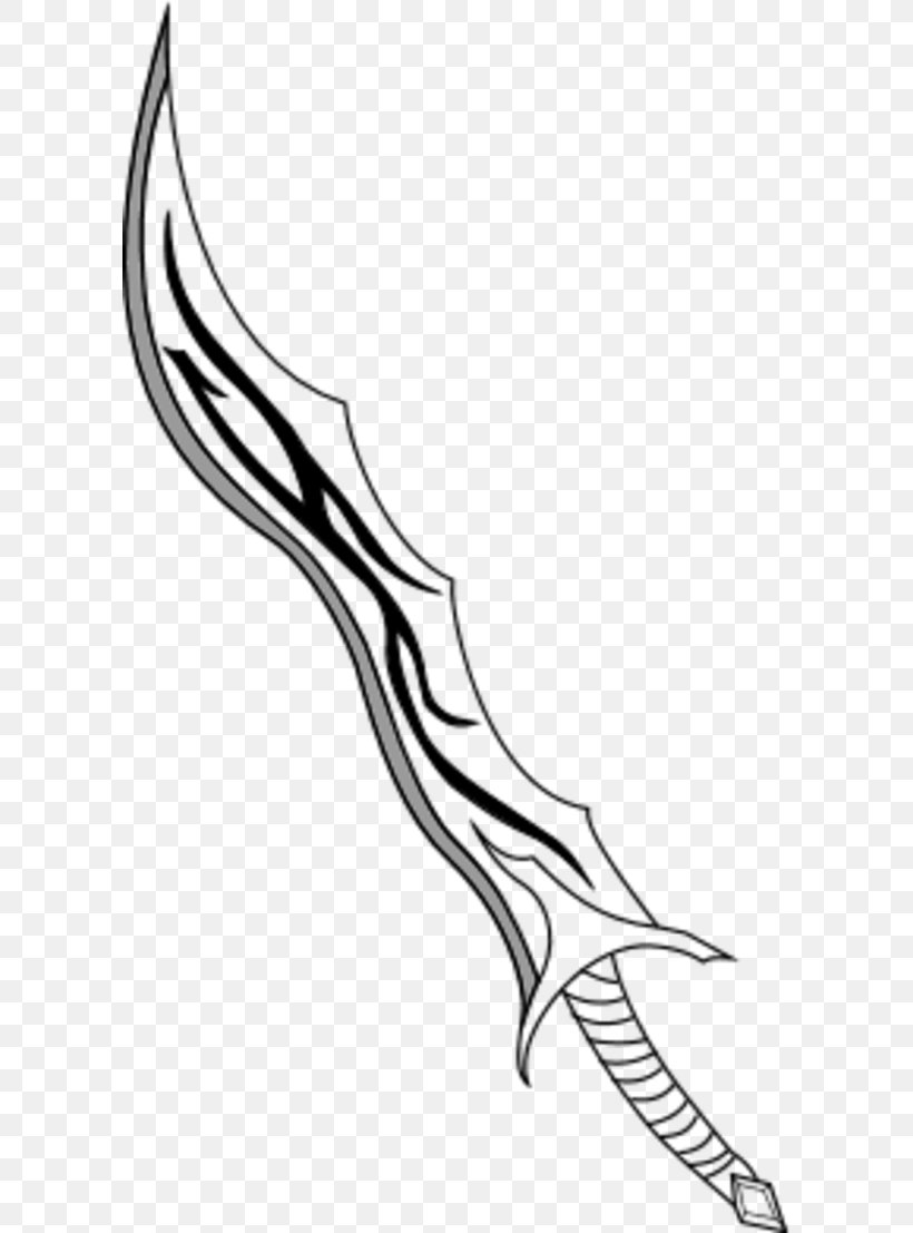 Drawing Sword Dagger Knife Clip Art, PNG, 600x1107px, Drawing, Artwork, Beak, Black, Black And White Download Free