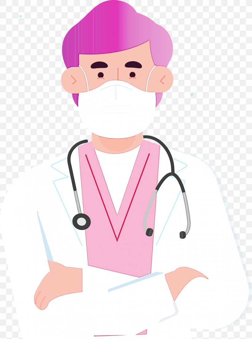 Stethoscope, PNG, 2227x2999px, Doctor With Mask Cartoon, Character, Forehead, Human, Paint Download Free
