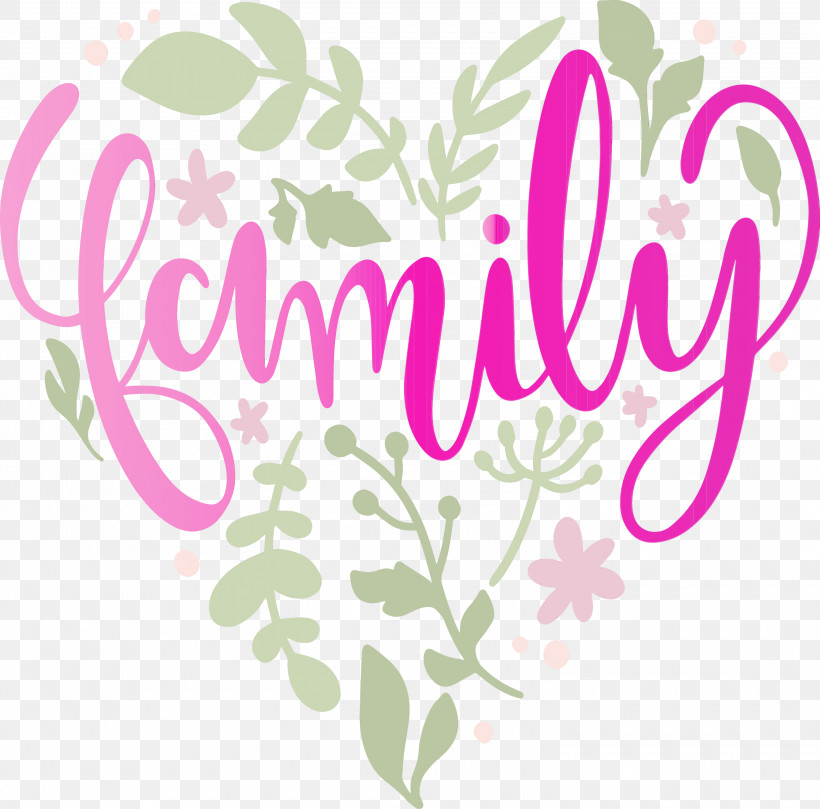 Text Font Pink Heart Plant, PNG, 3000x2960px, Family Day, Flower, Heart, Leaf, Logo Download Free