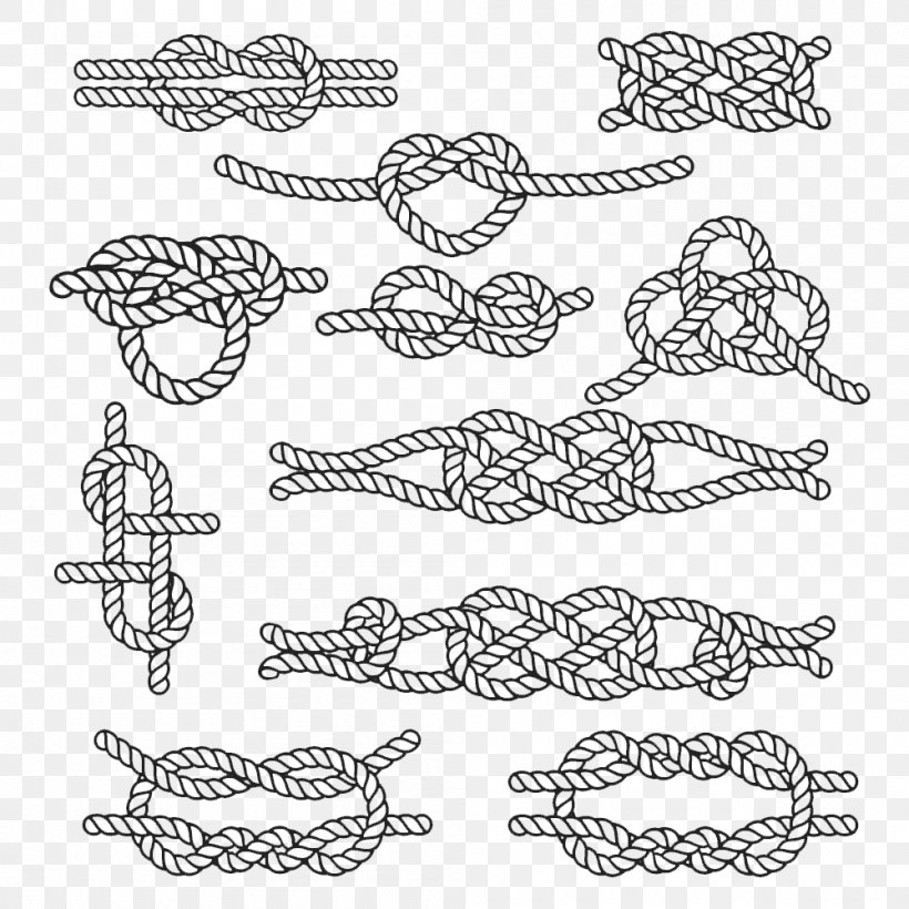 Hangman's Knot Rope Illustration, PNG, 1000x1000px, Knot, Area, Art, Black And White, Body Jewelry Download Free