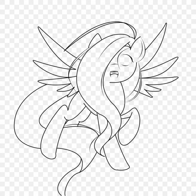 Line Art Fluttershy Drawing White, PNG, 1024x1024px, Watercolor, Cartoon, Flower, Frame, Heart Download Free