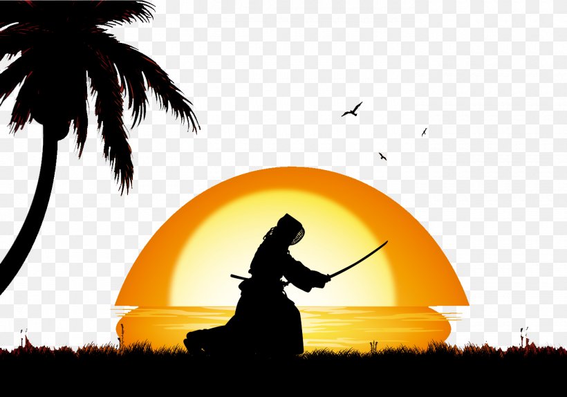 Silhouette Kendo Illustration, PNG, 1400x980px, Silhouette, Beach, Cartoon, Dojo, Kendo Download Free
