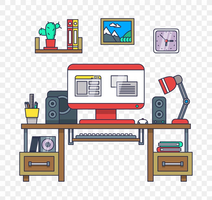 Table Desk Study Vector Graphics Computer, PNG, 2000x1890px, Table, Area, Bookcase, Computer, Desk Download Free