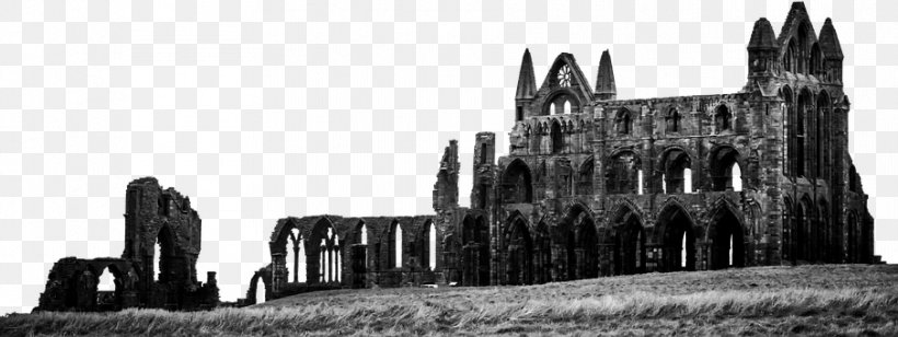Whitby Abbey Dracula Whitby Goth Weekend Tomorrow's Ghosts Festival Whitby, PNG, 905x340px, Whitby Abbey, Abbey, Black And White, Bram Stoker, Building Download Free