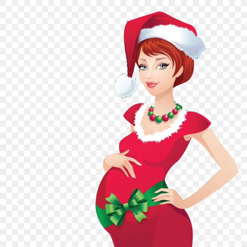 Mrs. Claus Santa Claus Pregnancy Christmas Illustration, PNG, 1000x1000px, Mrs Claus, Brown Hair, Christmas, Christmas Decoration, Christmas Ornament Download Free