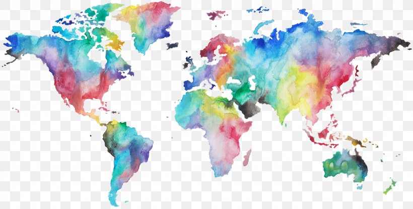 World Map Watercolor Painting, PNG, 1128x571px, World Map, Art, Canvas, Map, Mural Download Free