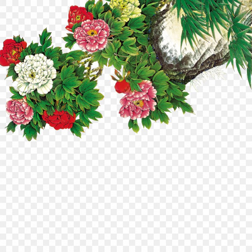 Moutan Peony Floral Design Wallpaper, PNG, 1417x1417px, Moutan Peony, Aquifoliaceae, Branch, Christmas Decoration, Cut Flowers Download Free