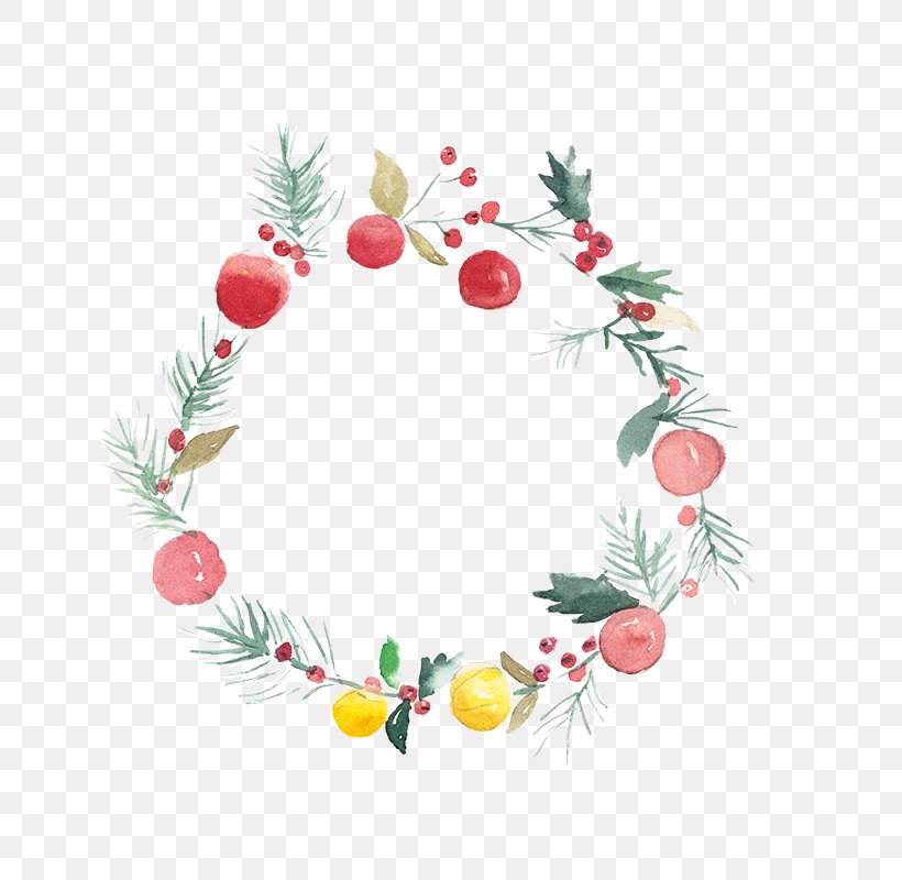 Christmas Watercolor Painting Wreath Flower, PNG, 800x800px, Christmas, Christmas Ornament, Christmas Tree, Creative Work, Floral Design Download Free
