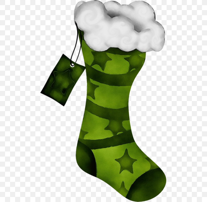 Christmas Stocking, PNG, 501x800px, Watercolor, Christmas Decoration, Christmas Stocking, Costume Accessory, Green Download Free