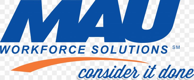 MAU Workforce Solutions Logo Business Organization Manufacturing, PNG, 3863x1603px, Mau Workforce Solutions, Area, Banner, Blue, Brand Download Free