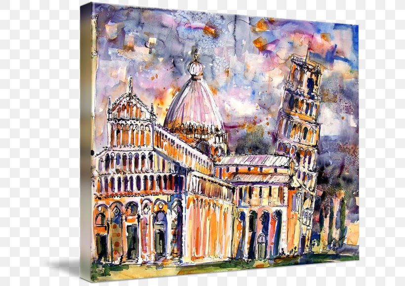 Leaning Tower Of Pisa Painting Canvas Print Art, PNG, 650x579px, Leaning Tower Of Pisa, Amusement Park, Art, Canvas, Canvas Print Download Free