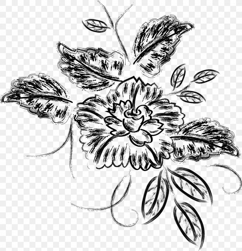 Floral Design Visual Arts Black And White Drawing, PNG, 1105x1147px, Floral Design, Art, Artwork, Black, Black And White Download Free