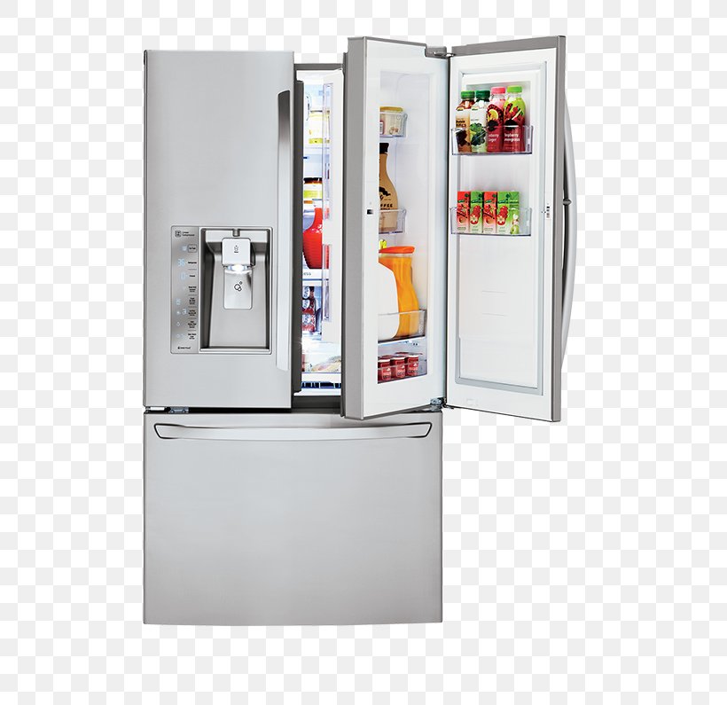LG LFXS30766 Refrigerator Stainless Steel Home Appliance LG Electronics, PNG, 498x795px, Refrigerator, Cubic Foot, Door, Freezers, Home Appliance Download Free