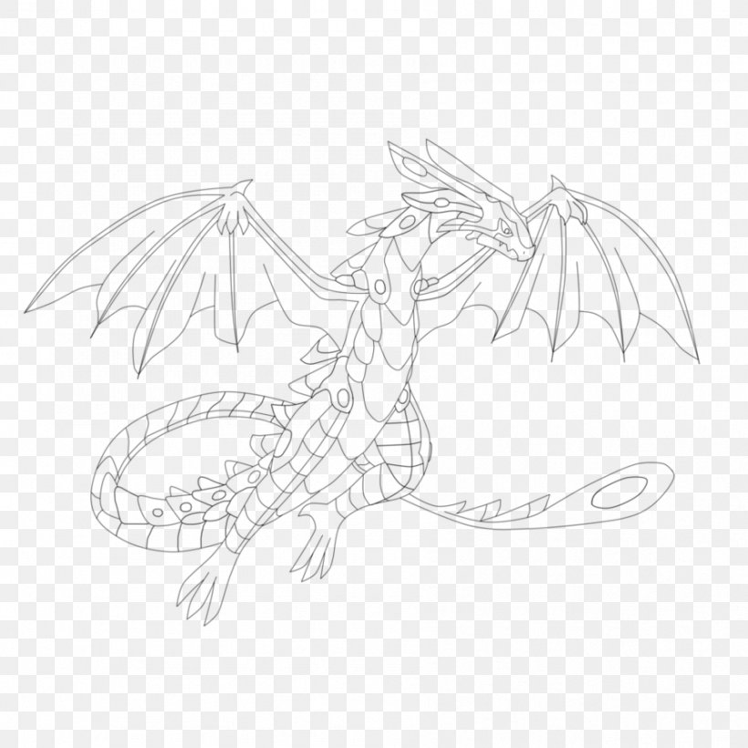Dragon Line Art White Tail Sketch, PNG, 894x894px, Dragon, Artwork, Black And White, Drawing, Fictional Character Download Free