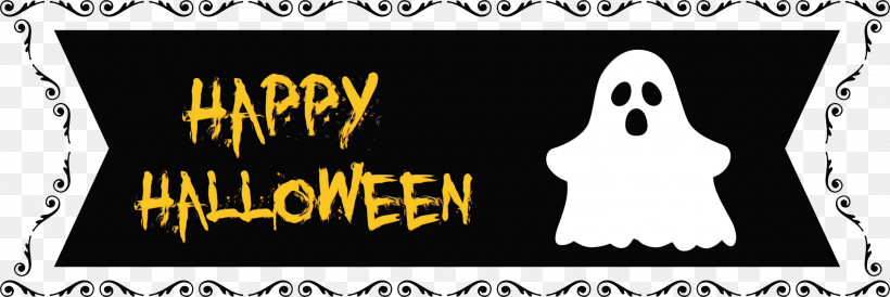 Logo Poster Font Line Cartoon, PNG, 3000x1006px, Happy Halloween Banner, Biology, Cartoon, Geometry, Happiness Download Free