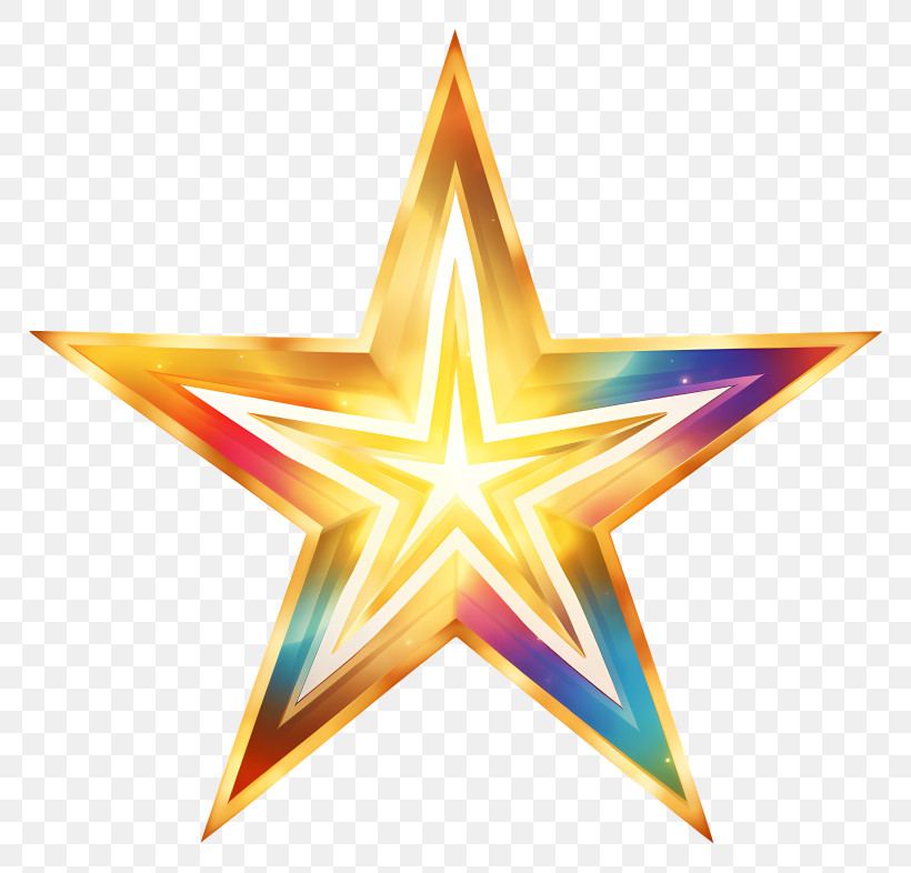 Gold Star - Shining Colorful Star Illustration PNG