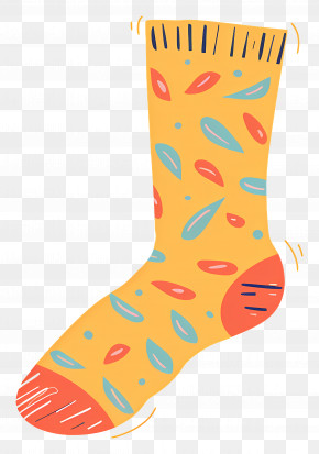Socks - Colorful Patterned Yellow Sock PNG