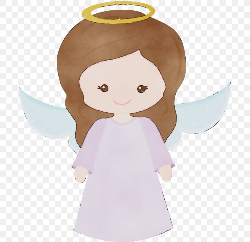 Angel Supernatural Creature Fictional Character Figurine Toy, PNG, 700x795px, Watercolor, Angel, Brown Hair, Child, Doll Download Free