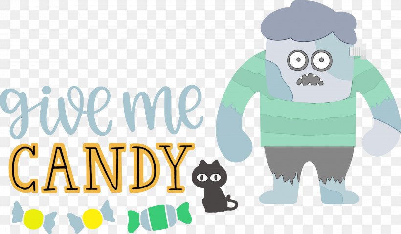 Logo Font Meter Cartoon Microsoft Azure, PNG, 3000x1750px, Give Me Candy, Behavior, Cartoon, Halloween, Human Download Free