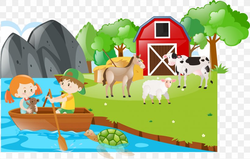 Cattle Farmer Illustration, PNG, 2827x1797px, Cattle, Agriculture, Art, Cartoon, Ecosystem Download Free