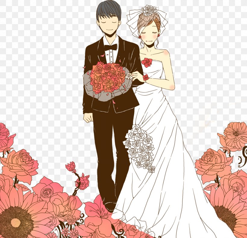 Bridegroom Cartoon, PNG, 1752x1689px, Watercolor, Cartoon, Flower, Frame, Heart Download Free