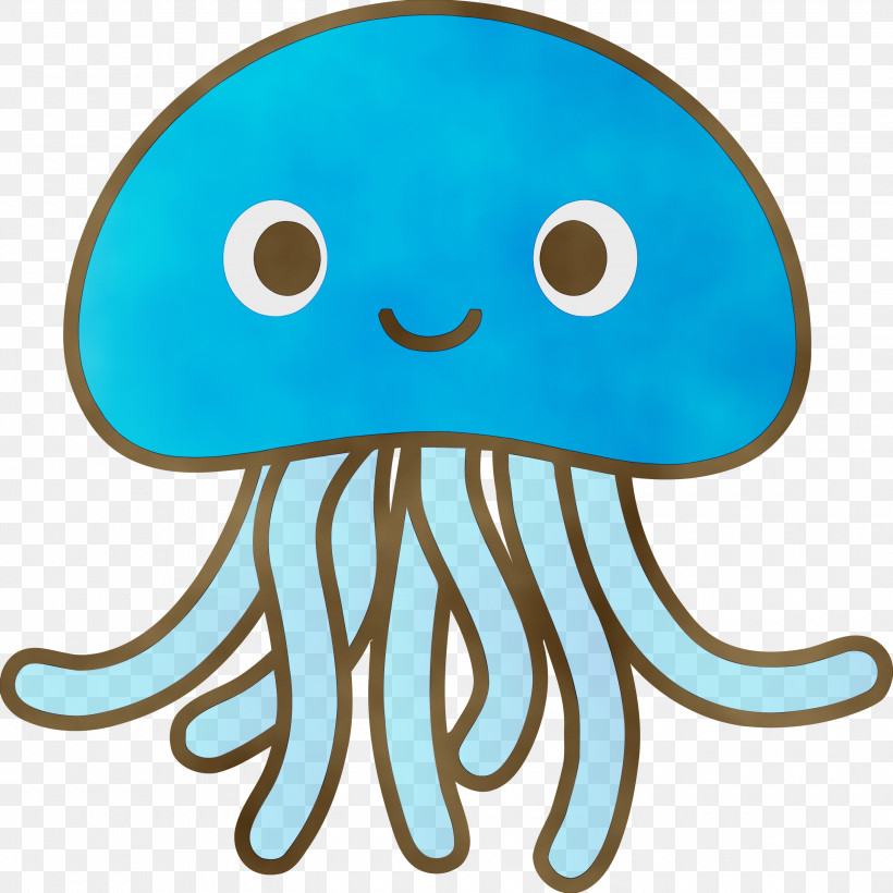 Octopus Aqua Turquoise Cartoon Teal, PNG, 3000x3000px, Baby Jellyfish, Aqua, Cartoon, Jellyfish, Octopus Download Free