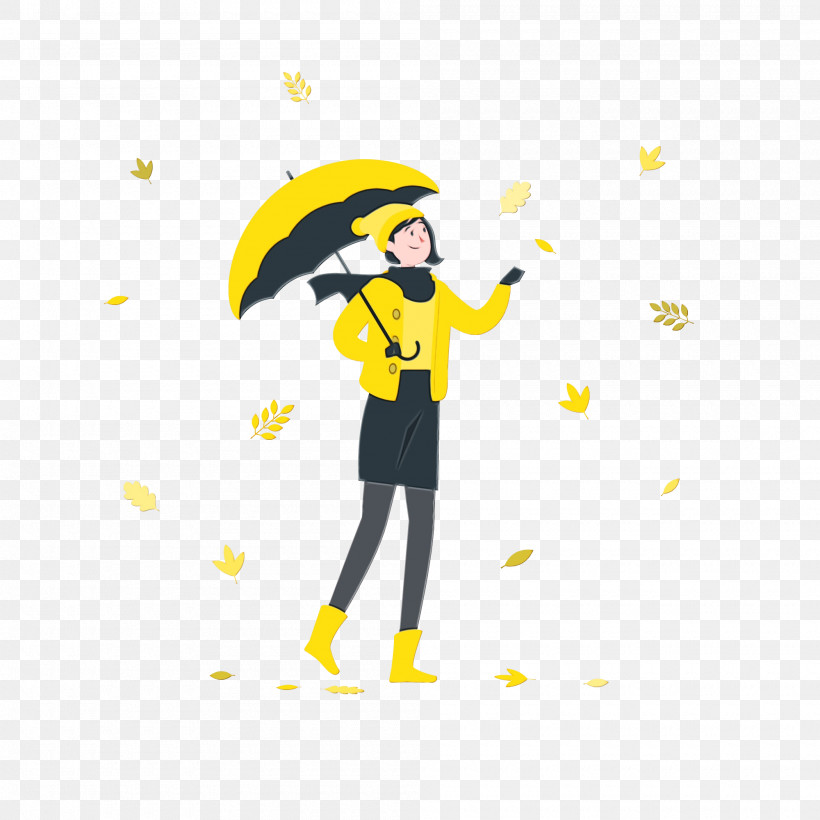 Yellow Line Umbrella Meter Cartoon, PNG, 2000x2000px, Autumn, Behavior, Cartoon, Computer, Geometry Download Free