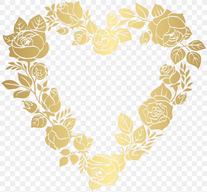 Heart Clip Art, PNG, 8000x7446px, Heart, Beach Rose, Flower, Fundal, Gold Download Free