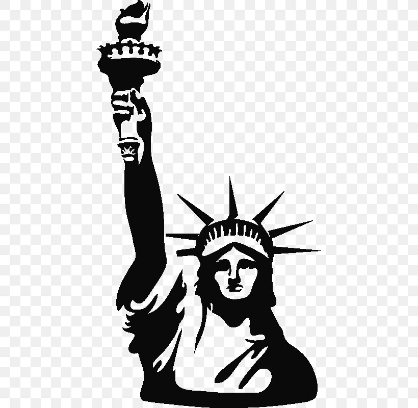 Statue Of Liberty Paris Sticker, PNG, 800x800px, Statue Of Liberty, Art, Black, Black And White, Cartoon Download Free