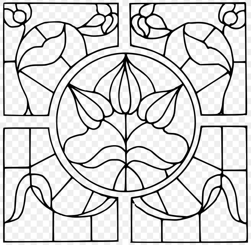 Window Stained Glass Painting Clip Art, PNG, 800x800px, Window, Area, Art, Black And White, Coloring Book Download Free